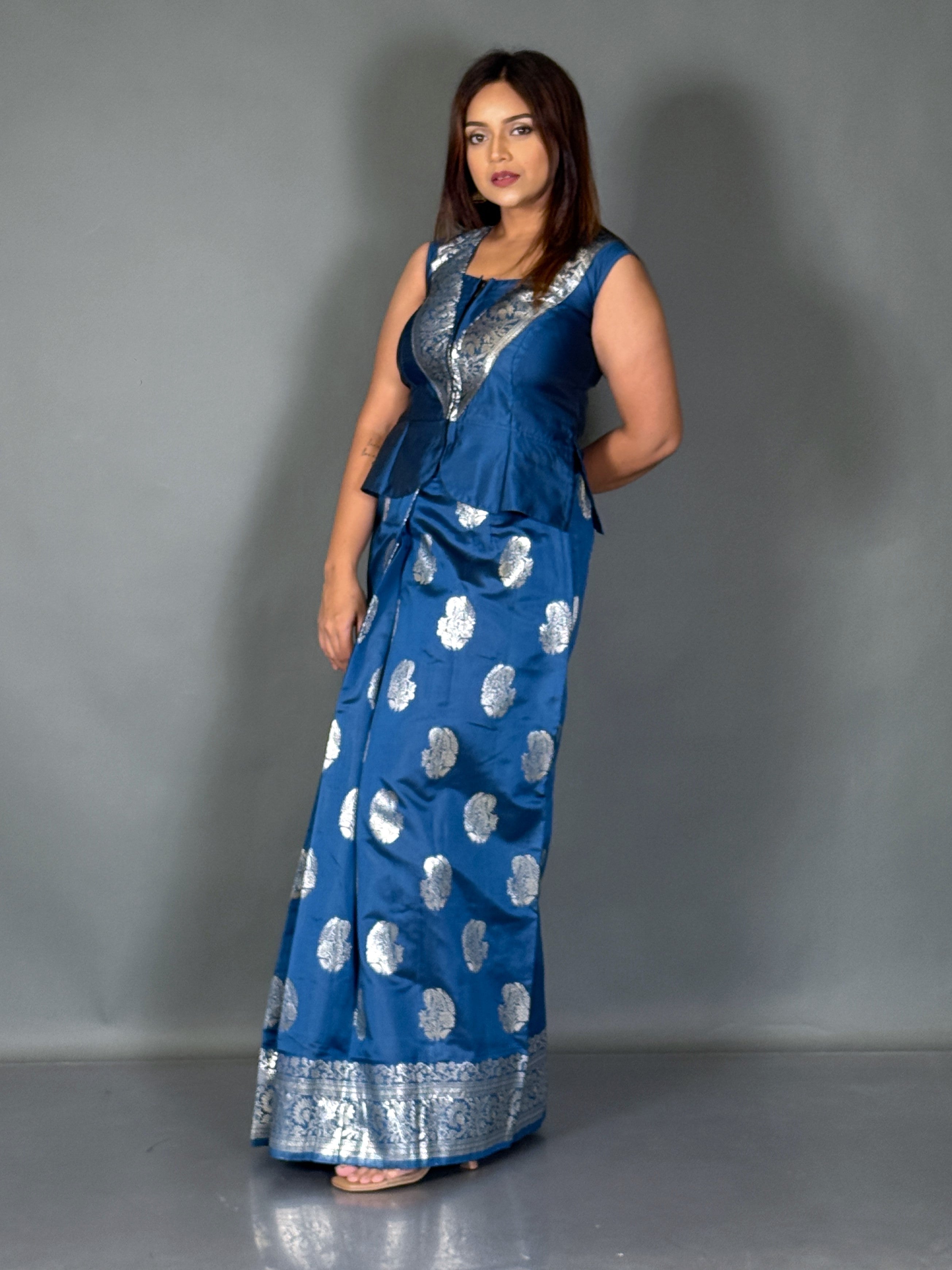 Mayura Grace Peacock Blue Fusion Set
