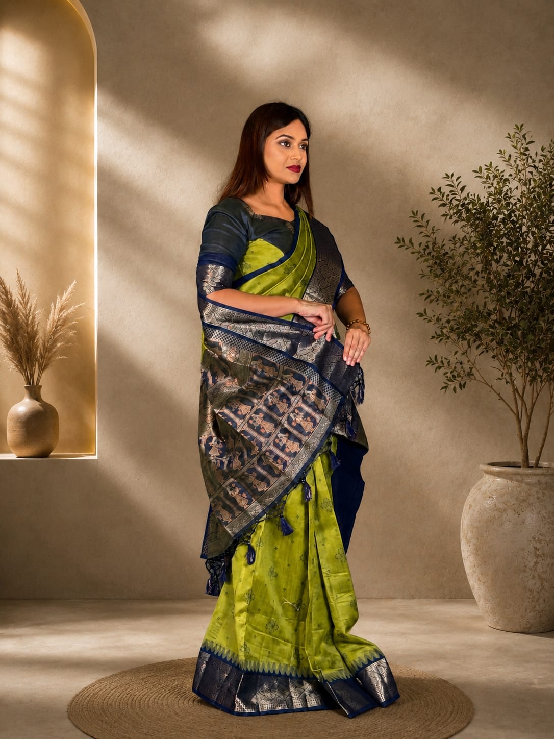 Ethereal Charm Bomkai Semi Silk Insta Saree