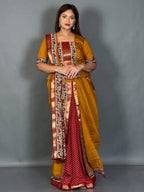 Mustard Kalamkari Kantha Insta Saree Set