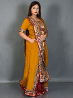 Mustard Kalamkari Kantha Insta Saree Set