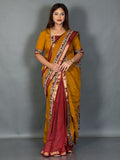 Mustard Kalamkari Kantha Insta Saree Set