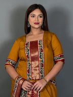Mustard Kalamkari Kantha Insta Saree Set