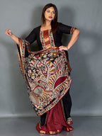 Black Kalamkari Artistic Insta Saree