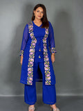 Royal Blue Embroidered Georgette Co-Ord Set