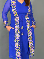 Royal Blue Embroidered Georgette Co-Ord Set