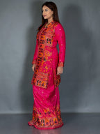 Hot Pink Baluchori Fusion Jacket Skirt Set