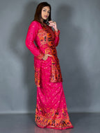 Hot Pink Baluchori Fusion Jacket Skirt Set