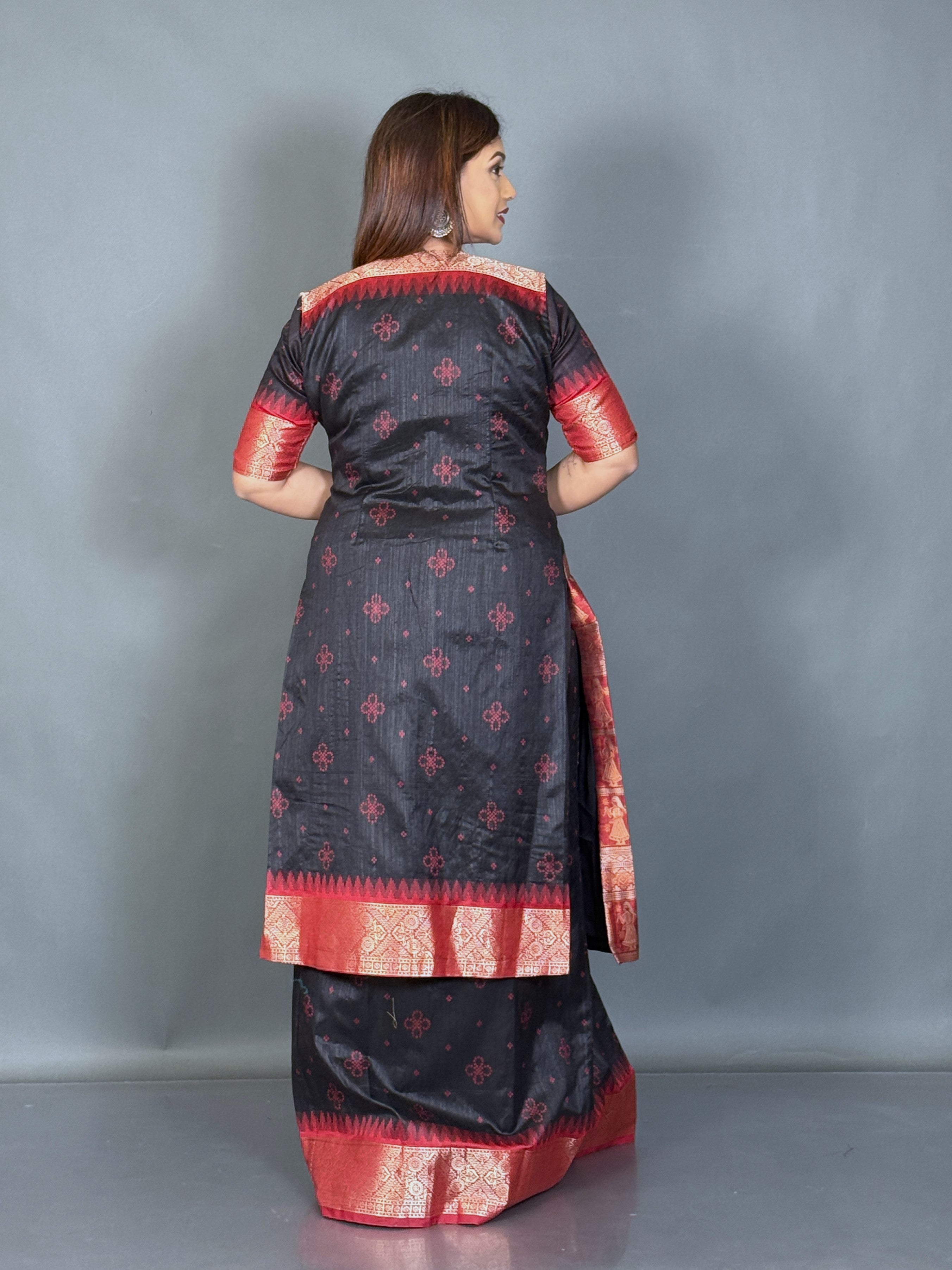 Designer Bomkai Weave Jacket Fusion Set