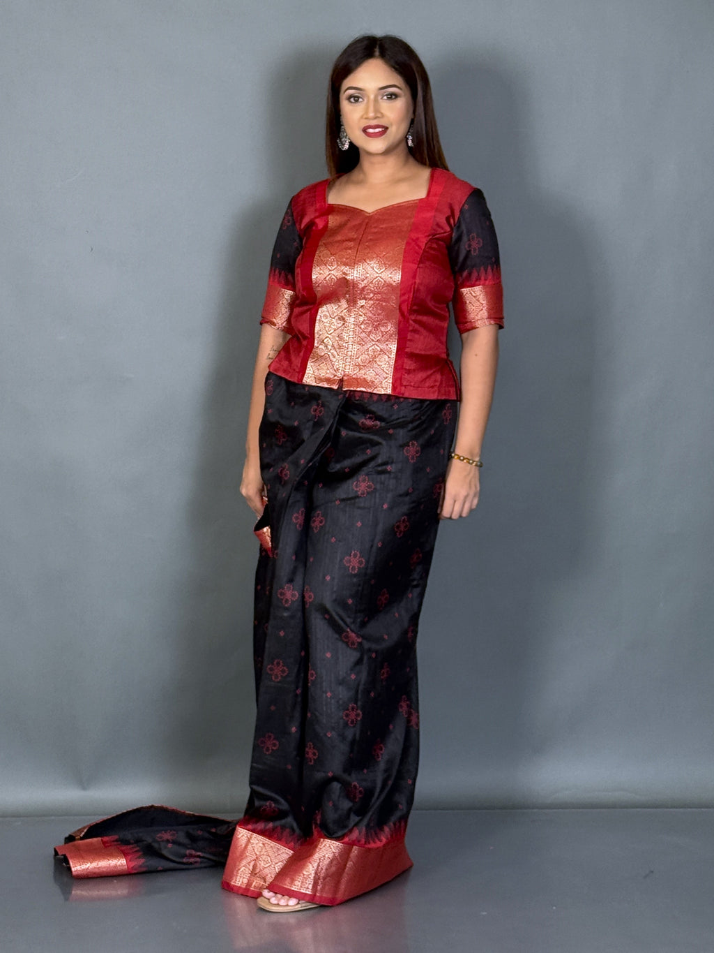 Designer Bomkai Weave Jacket Fusion Set