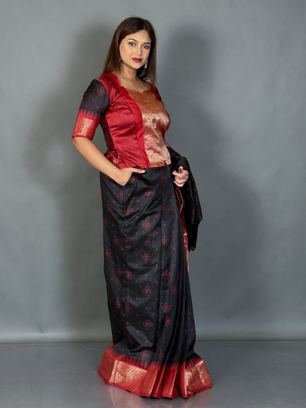 Designer Bomkai Weave Jacket Fusion Set