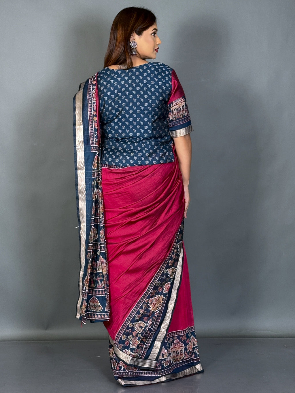 Mayura Peacock Kalamkari Chanderi Insta Saree Set