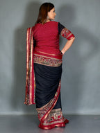 Kaalika Black & Maroon Kalamkari Chanderi Insta Saree Set