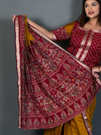 Prakriti Mustard & Maroon Kalamkari Chanderi Insta Saree Saree