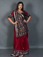 Midnight Muse Maroon & Black Kalamkari Chanderi Insta Saree Set