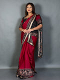 Midnight Muse Maroon & Black Kalamkari Chanderi Insta Saree Set