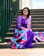 Purple & Multicolor Laheriya Fusion Lehenga Set