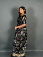 Black Royale Woven  Insta Saree Set