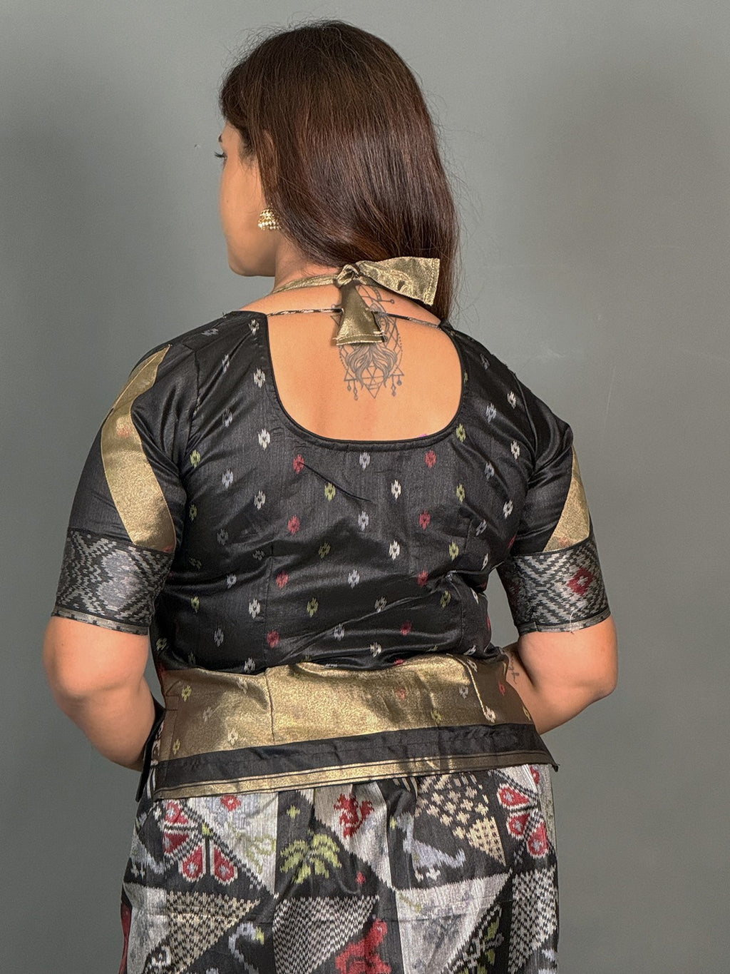Black Royale Woven  Insta Saree Set