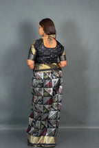Black Royale Woven  Insta Saree Set