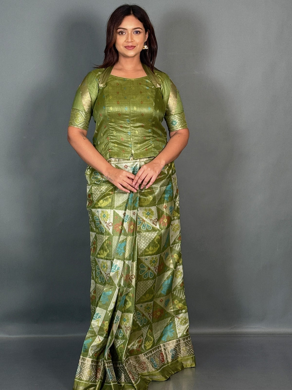 Green Aura Muga Chanderi Insta Saree