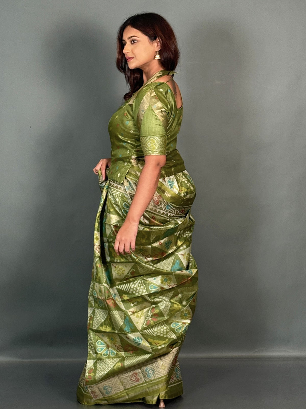 Green Aura Muga Chanderi Insta Saree
