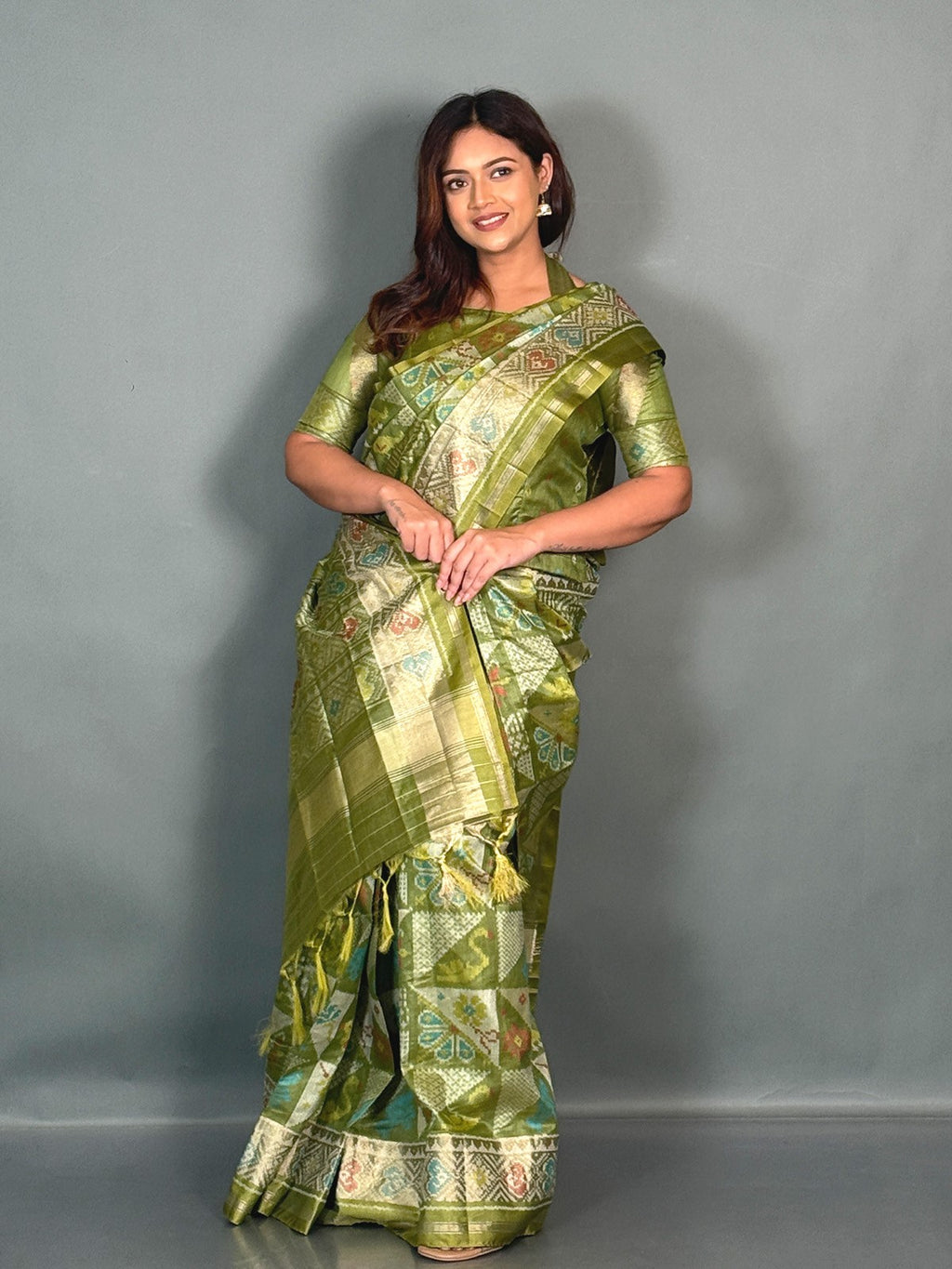 Green Aura Muga Chanderi Insta Saree