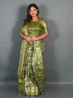 Green Aura Muga Chanderi Insta Saree