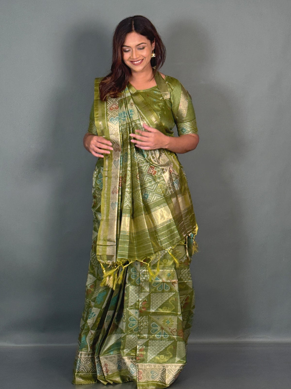 Green Aura Muga Chanderi Insta Saree