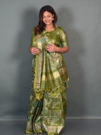Green Aura Muga Chanderi Insta Saree