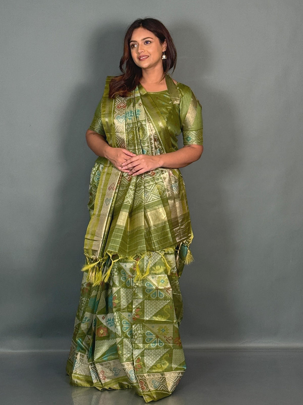 Green Aura Muga Chanderi Insta Saree