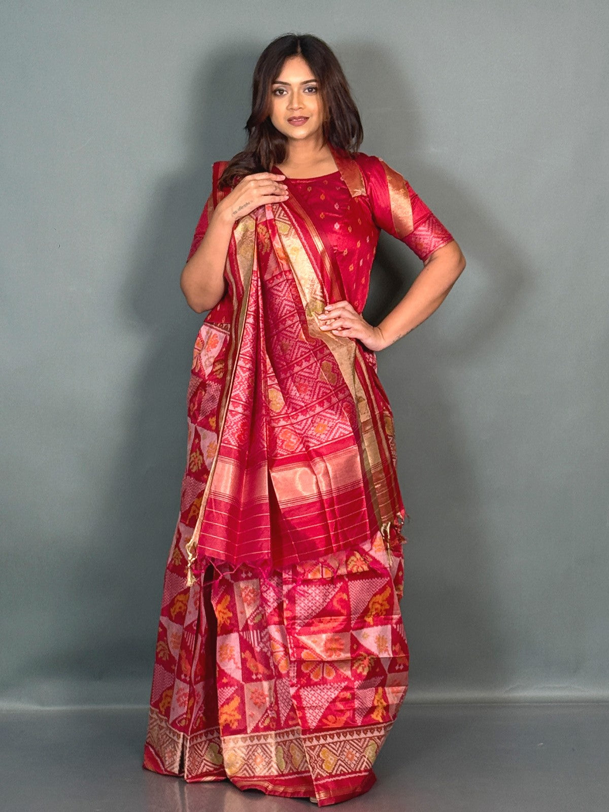 Ruby Aura Muga Chanderi Insta Saree Set