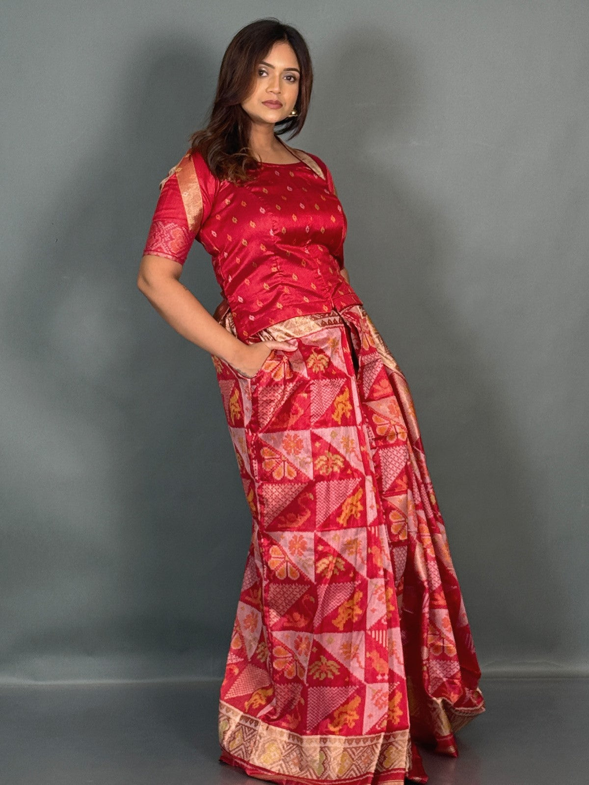 Ruby Aura Muga Chanderi Insta Saree Set