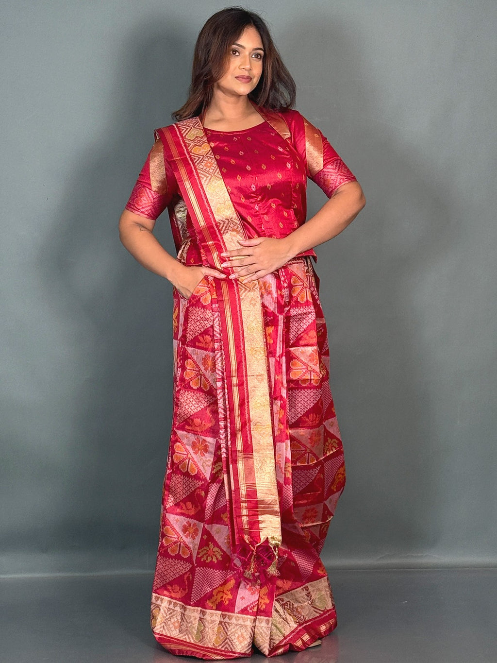 Ruby Aura Muga Chanderi Insta Saree Set