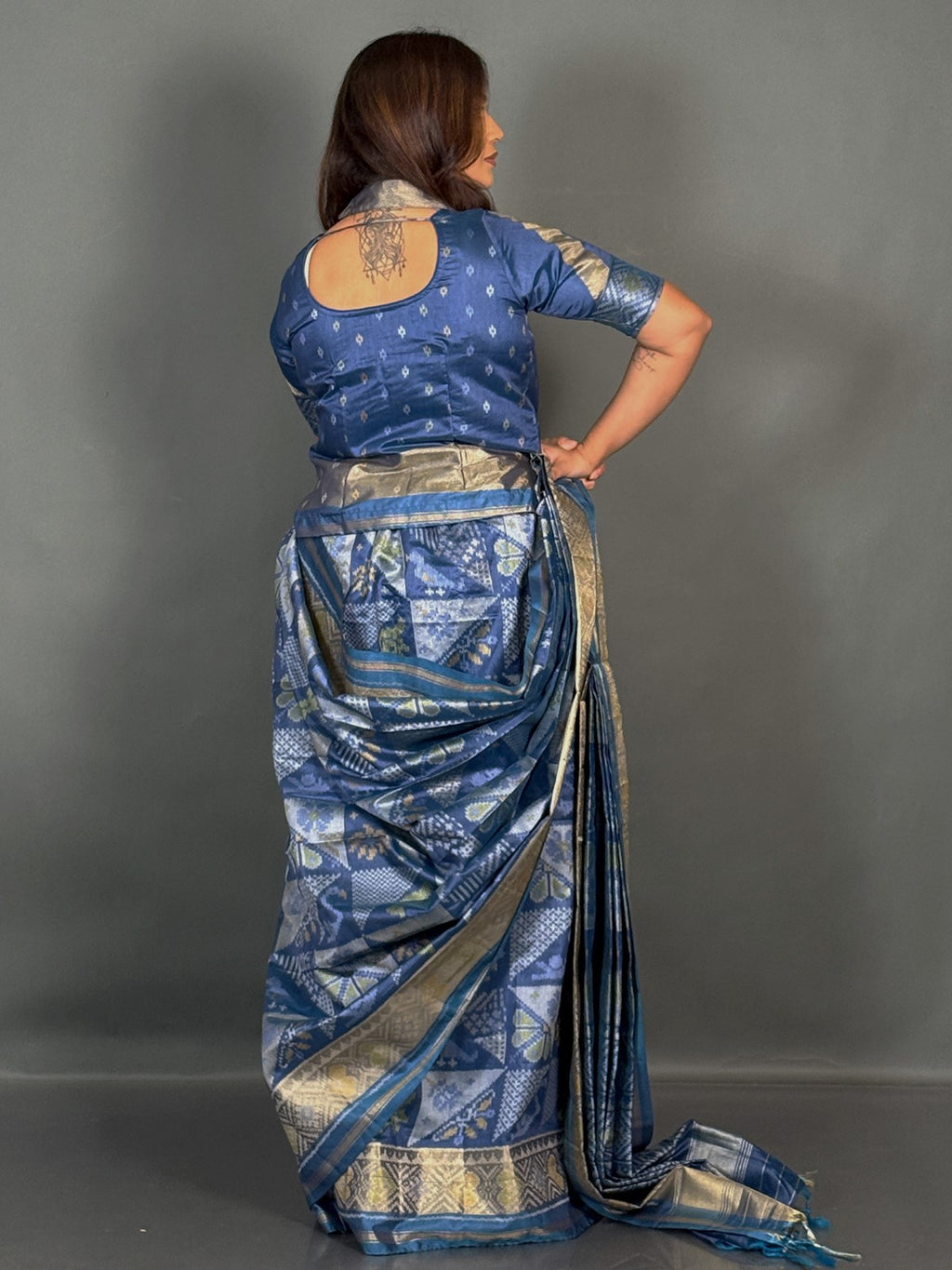 Azure Grace Muga Chanderi Insta Saree Set