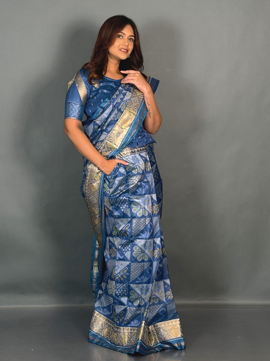 Azure Grace Muga Chanderi Insta Saree Set