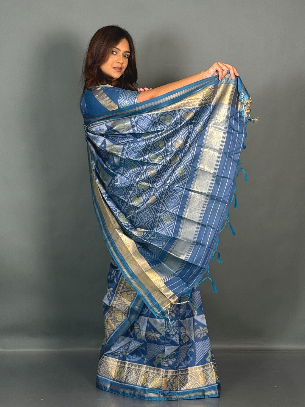 Azure Grace Muga Chanderi Insta Saree Set