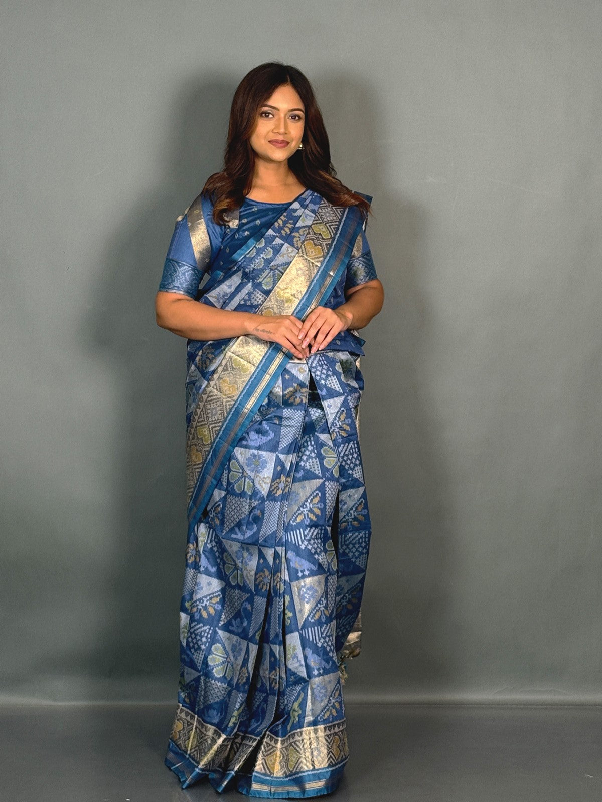 Azure Grace Muga Chanderi Insta Saree Set