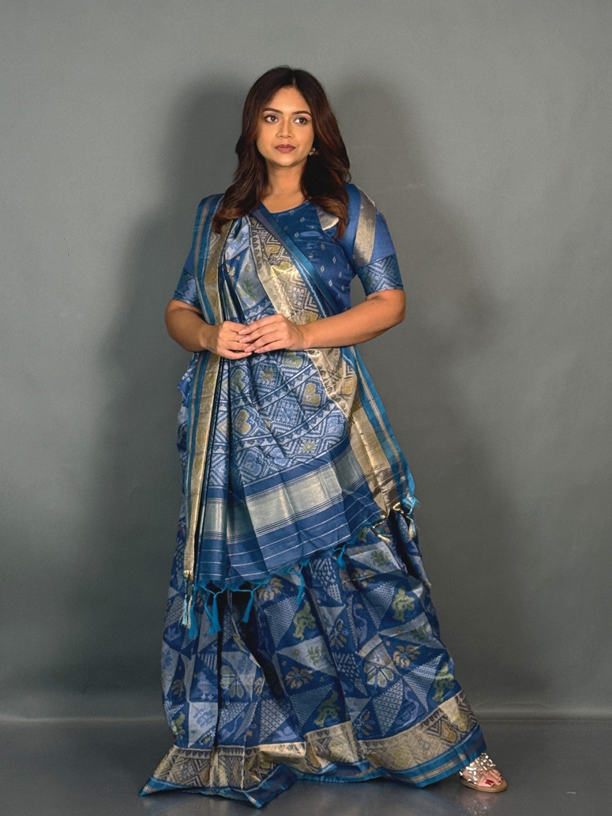 Azure Grace Muga Chanderi Insta Saree Set