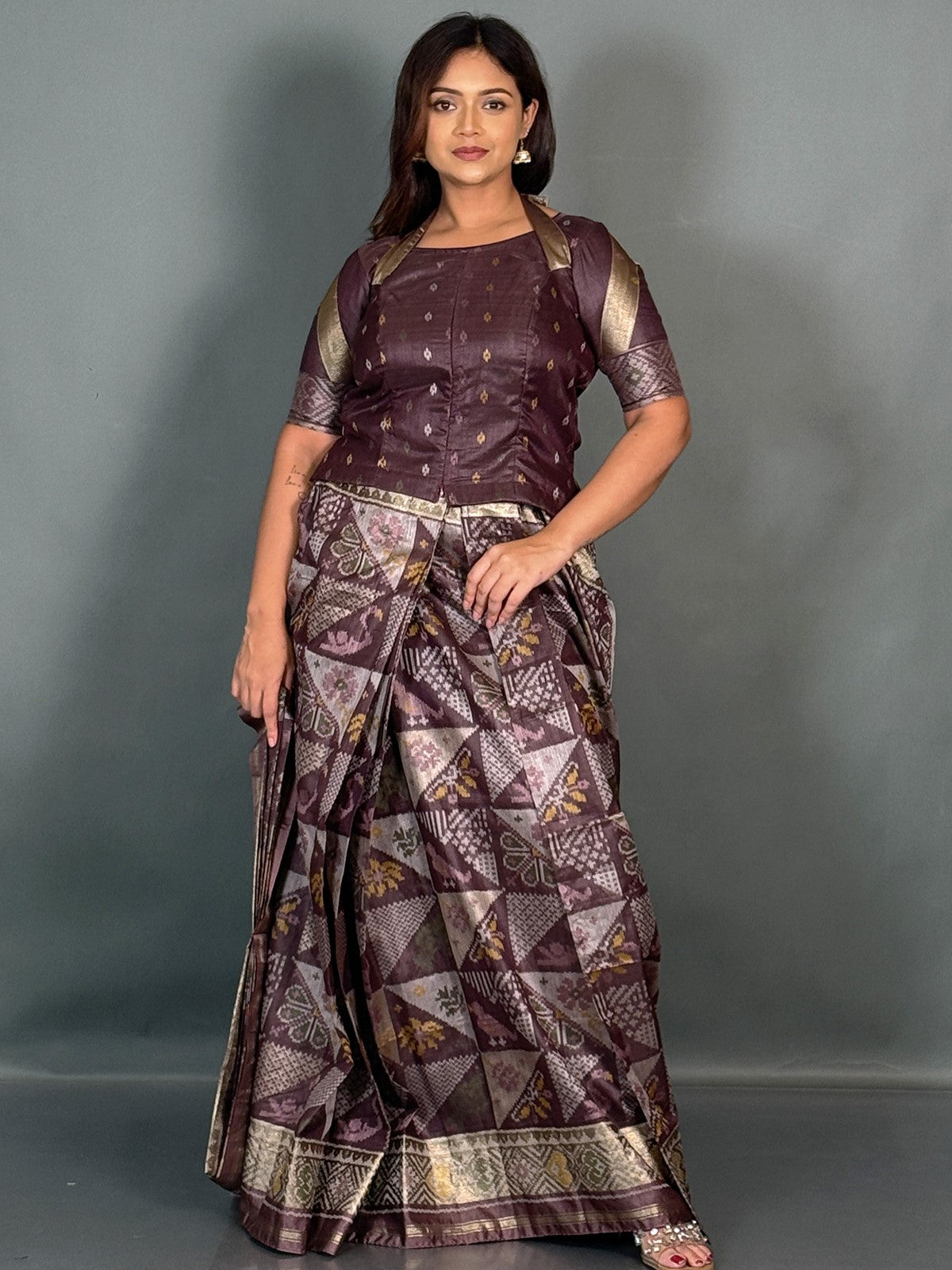 Cocoa Charm Chanderi Insta Saree Set
