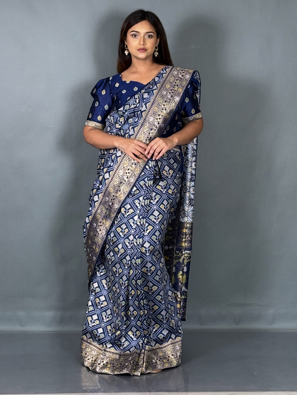 Royal Blue Semi Silk Patola Insta Saree
