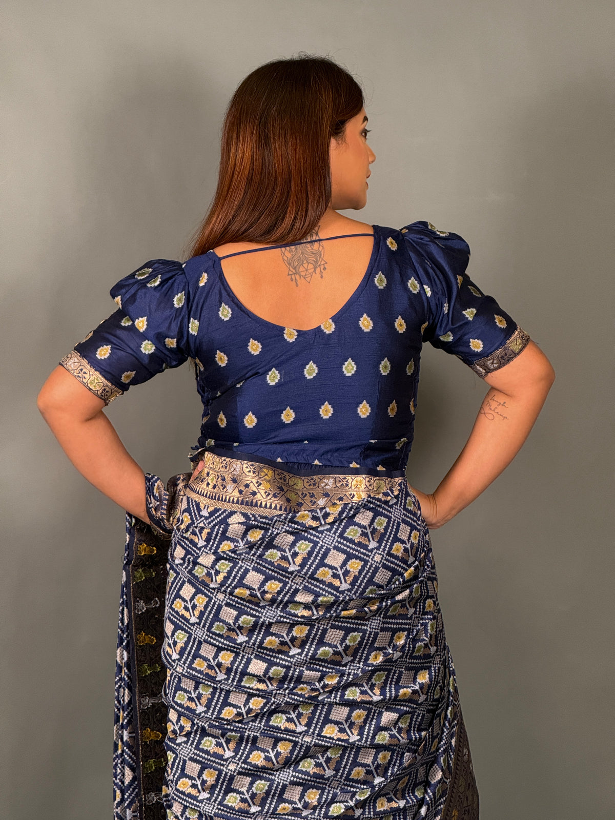 Royal Blue Semi Silk Patola Insta Saree