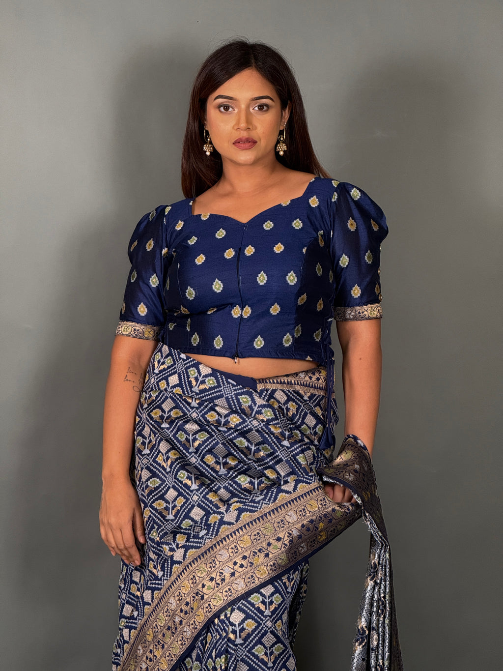 Royal Blue Semi Silk Patola Insta Saree