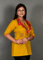 Sunkissed Yellow Cotton Short Kurti