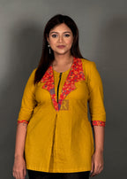 Sunkissed Yellow Cotton Short Kurti