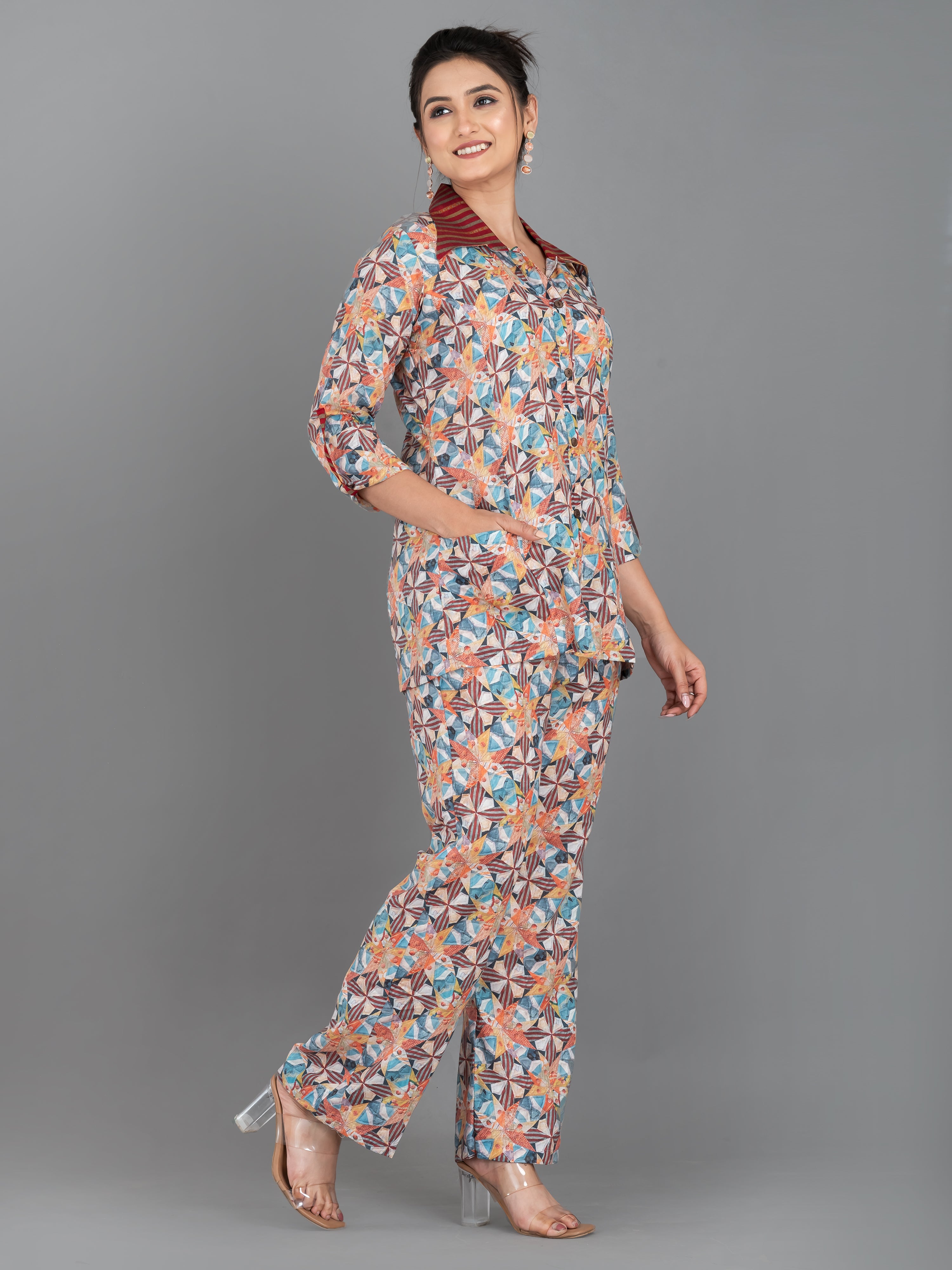 Fusions Dress Two Pieces cotton co-ord set Multicolour Geometrical print