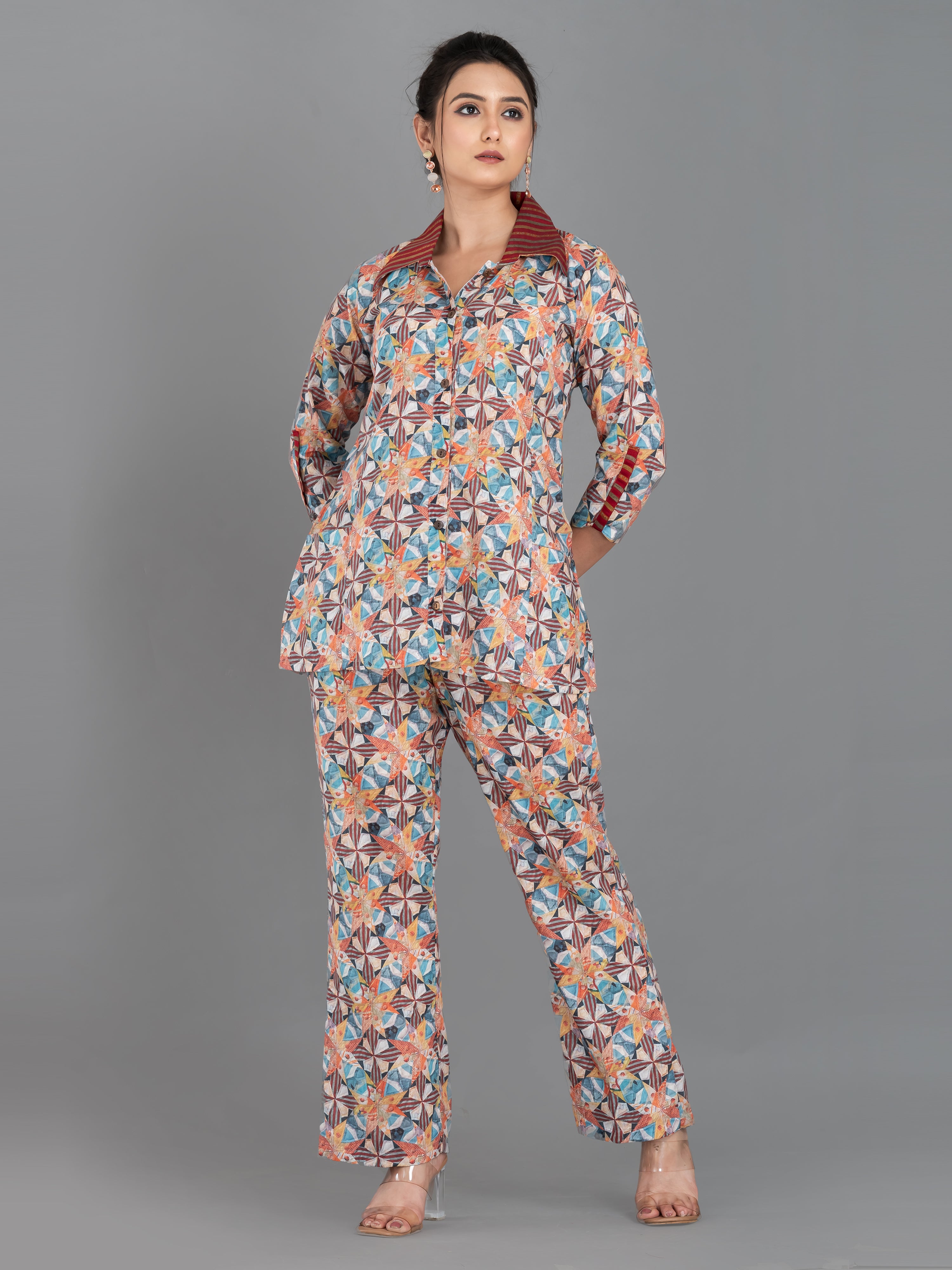 Fusions Dress Two Pieces cotton co-ord set Multicolour Geometrical print