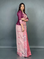 Blush Pink – Summer Fusion Cotton Dress with Floral Weaves