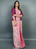Blush Pink – Summer Fusion Cotton Dress with Floral Weaves