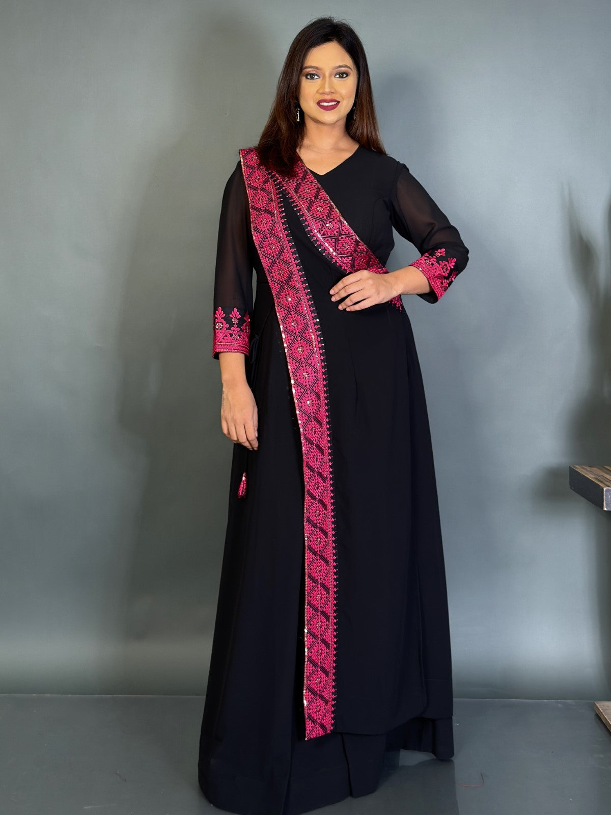 Twilight Charm Embroidered Party Gown Set