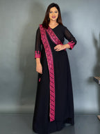 Royal Noir Pink Embroidered Fusion Gown Set